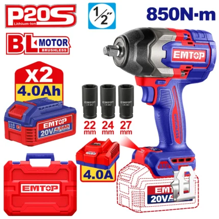 Emtop Cordless impact wrench 20v-850n-M